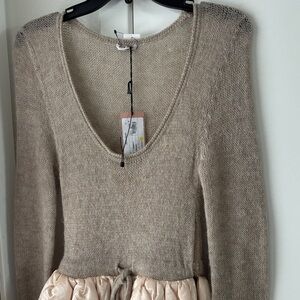 2021 Miu Miu long sleeve nylon and mohair mixed dress